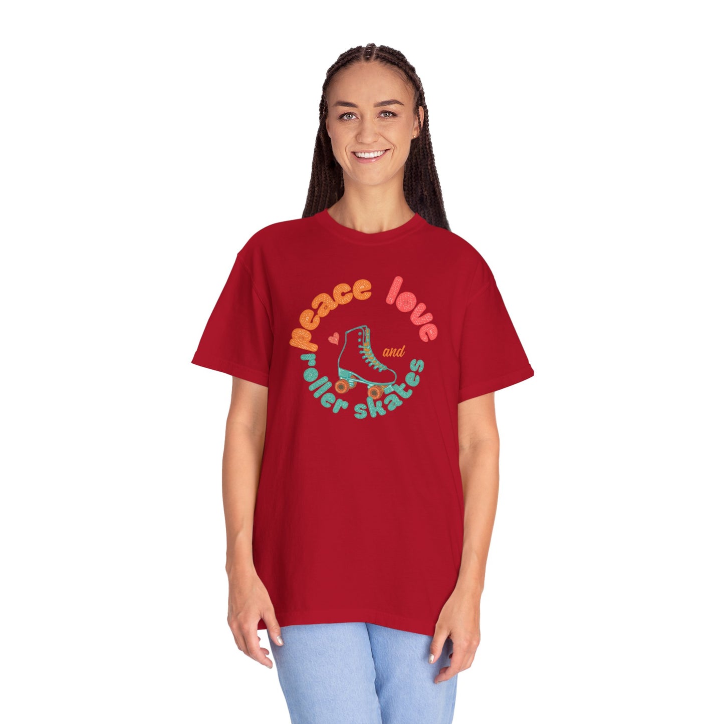 Peace Love Roller Skates T-Shirt — Retro Roller Skate Graphic Tee