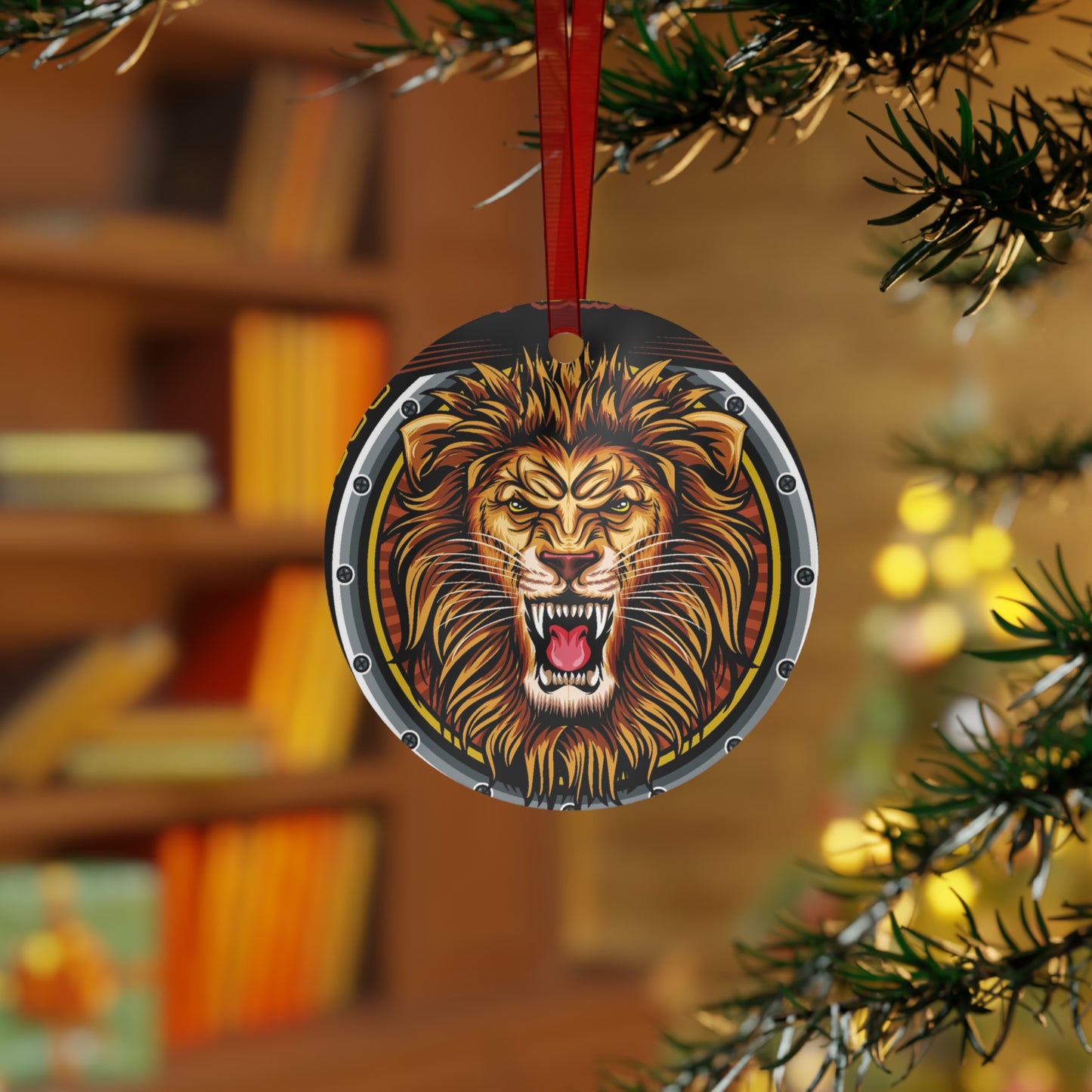 Lion Crest Skating Metal Ornament — Griffin Brothers Holiday Bell