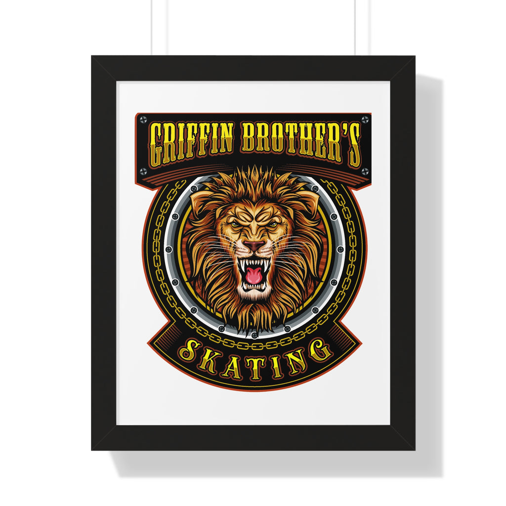 Griffin Brothers Skating Framed Poster — Lion Emblem Wall Art