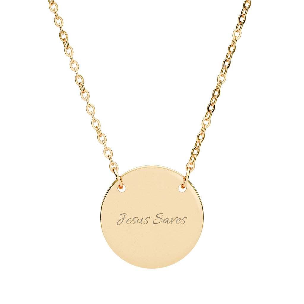 Personalized Engraved Circle Necklace — Custom Name Disc Pendant