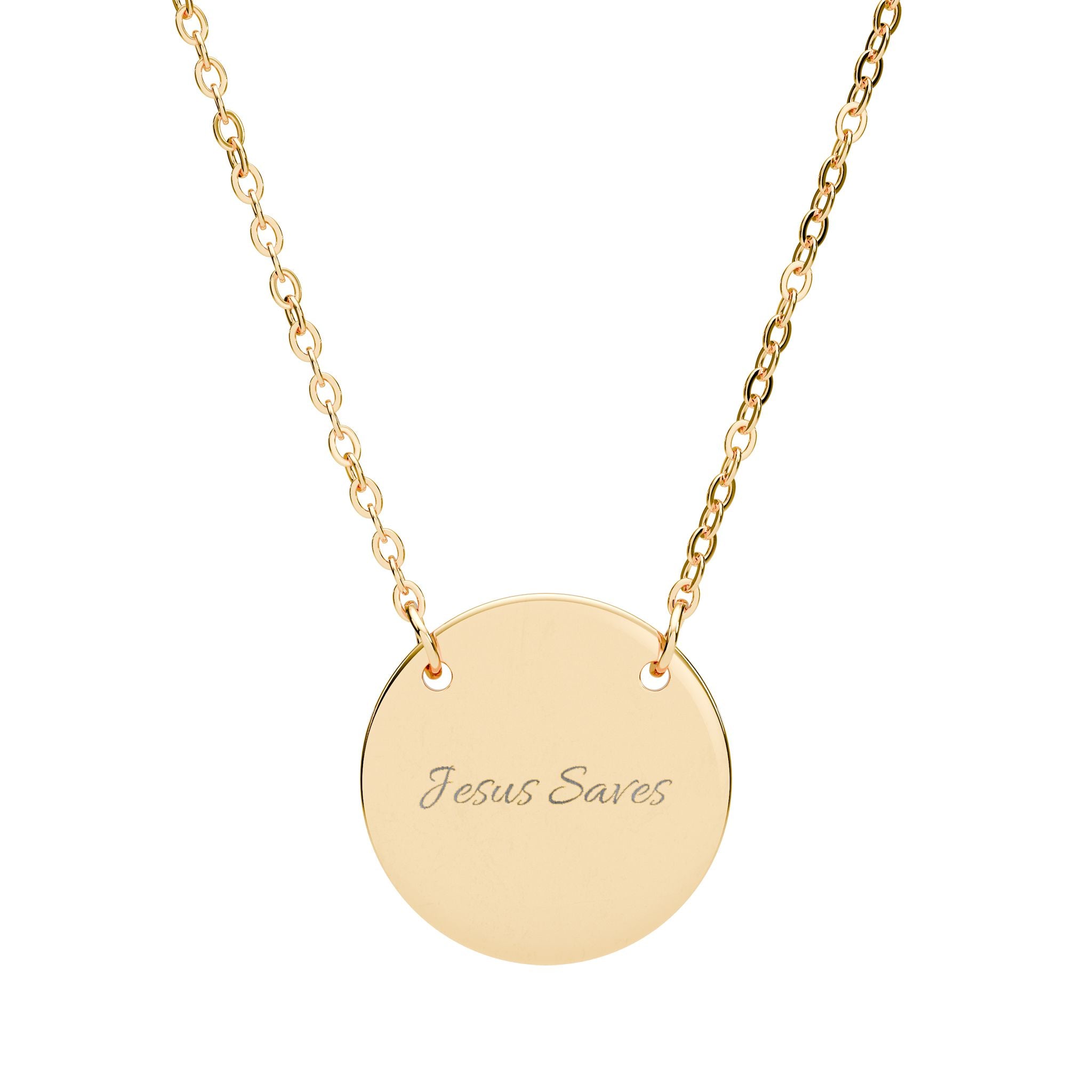 Personalized Engraved Circle Necklace — Custom Name Disc Pendant