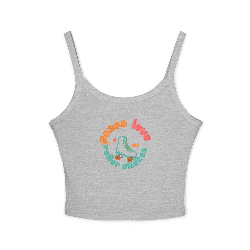 Roller Skates Cute Crop Tank — "Peace Love And Roller Skates" Retro Roller Derby Graphic