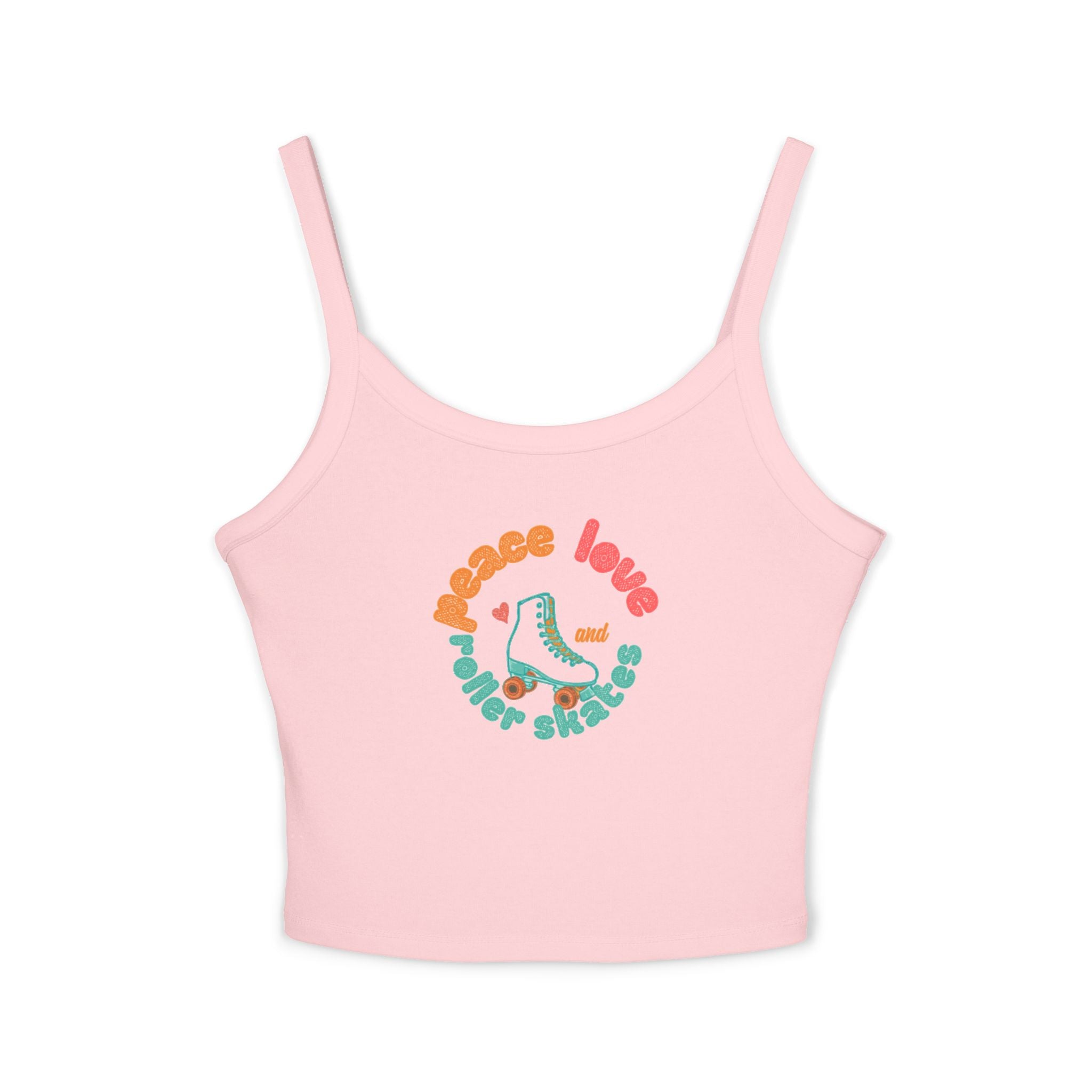 Roller Skates Cute Crop Tank — "Peace Love And Roller Skates" Retro Roller Derby Graphic