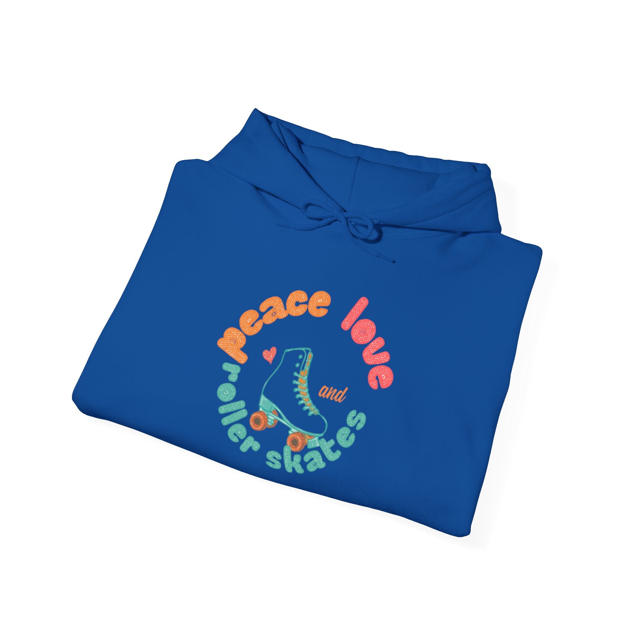 Peace, Love & Roller Skates Hoodie — Retro Roller Skating Graphic Sweatshirt