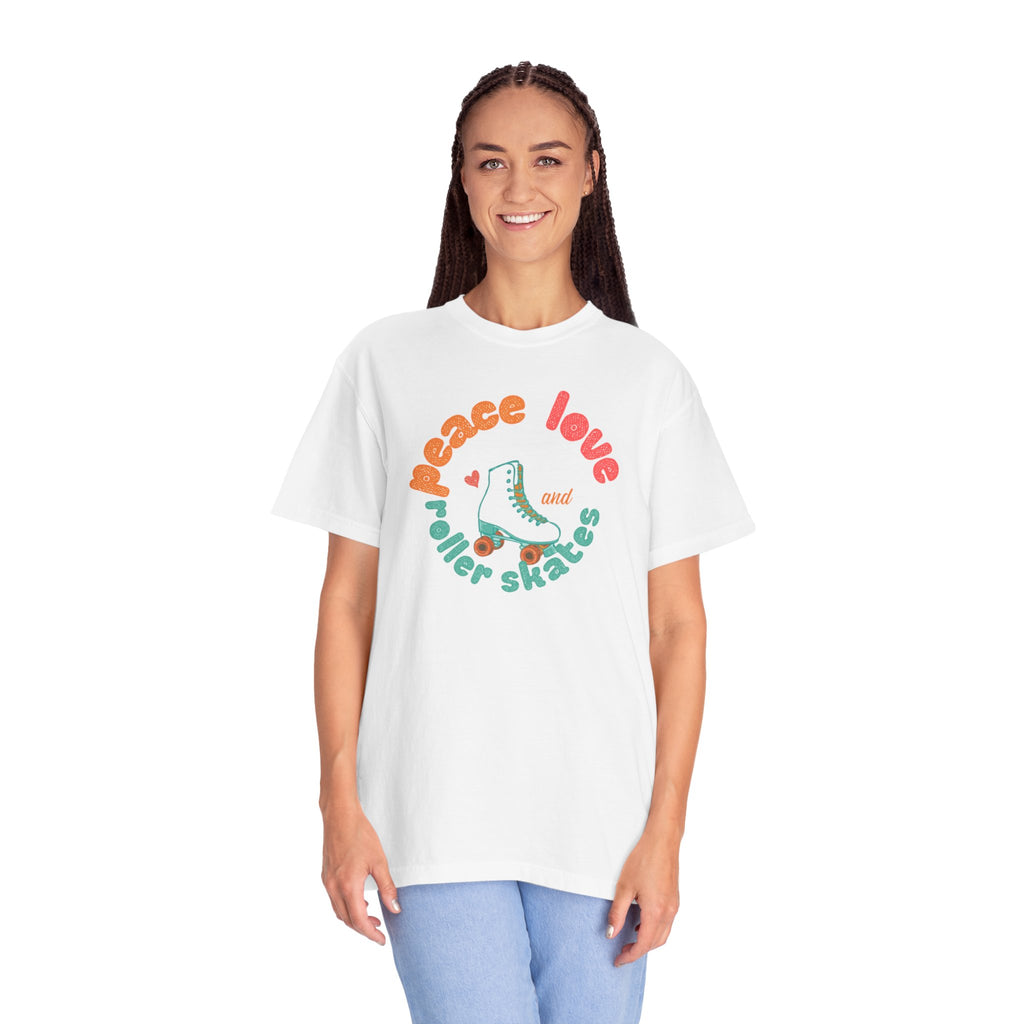 Peace Love Roller Skates T-Shirt — Retro Roller Skate Graphic Tee