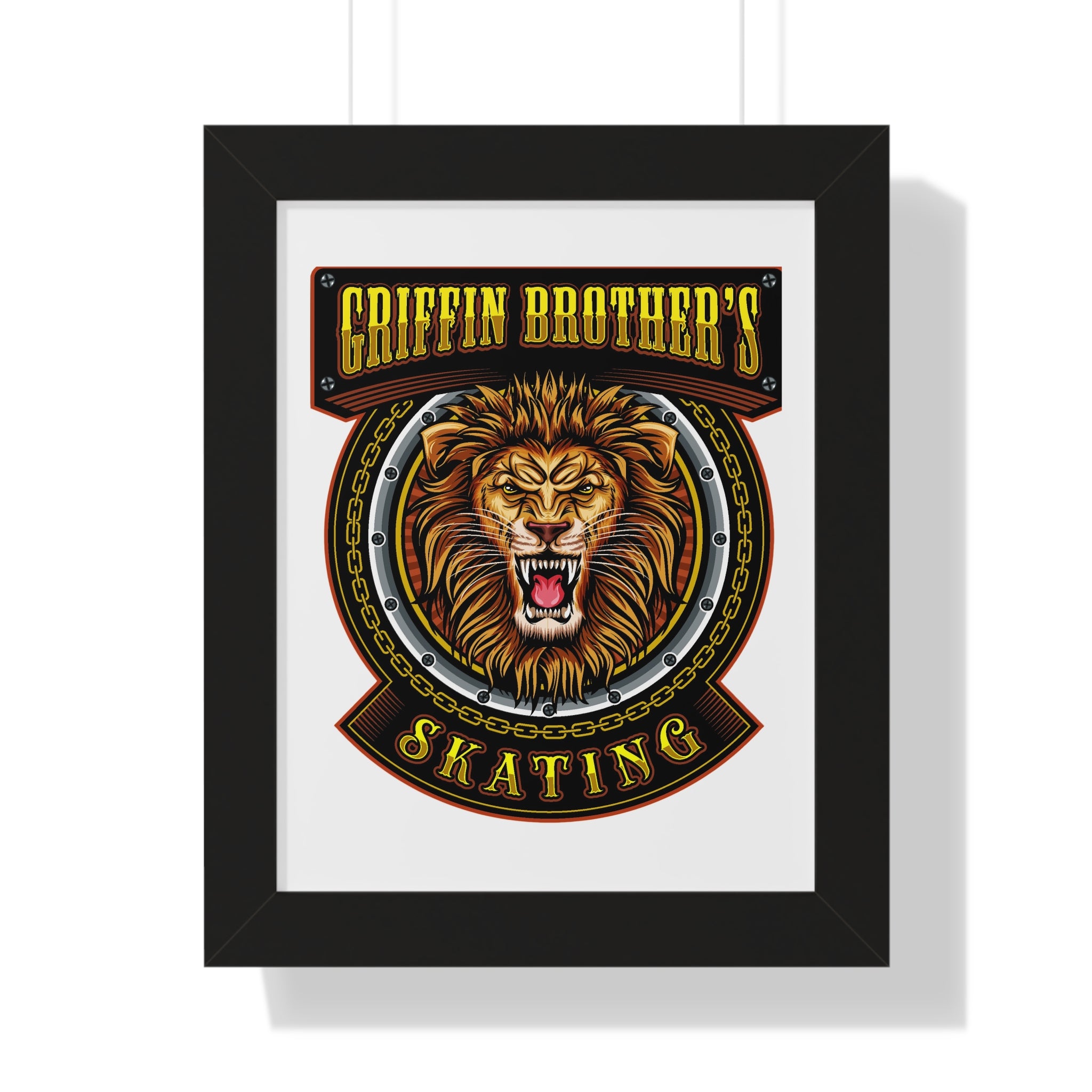 Griffin Brothers Skating Framed Poster — Lion Emblem Wall Art