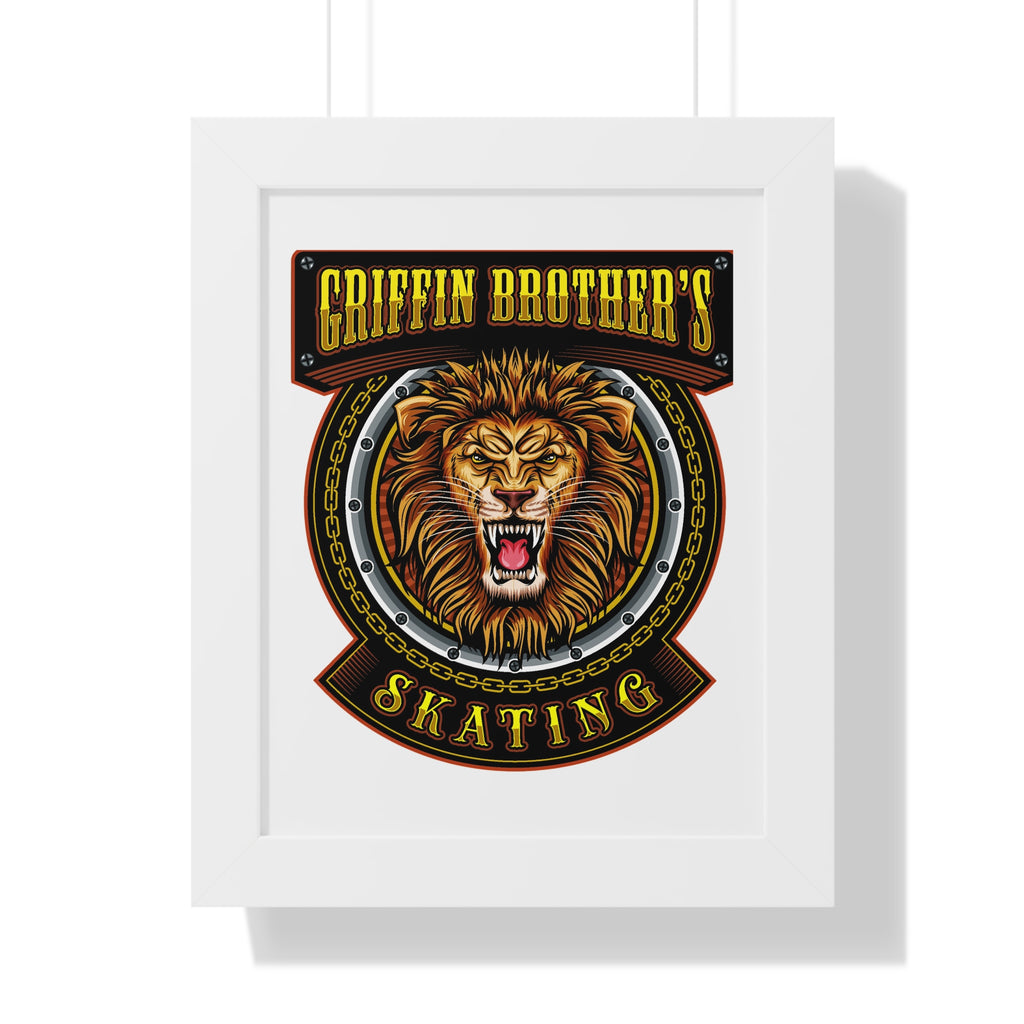 Griffin Brothers Skating Framed Poster — Lion Emblem Wall Art