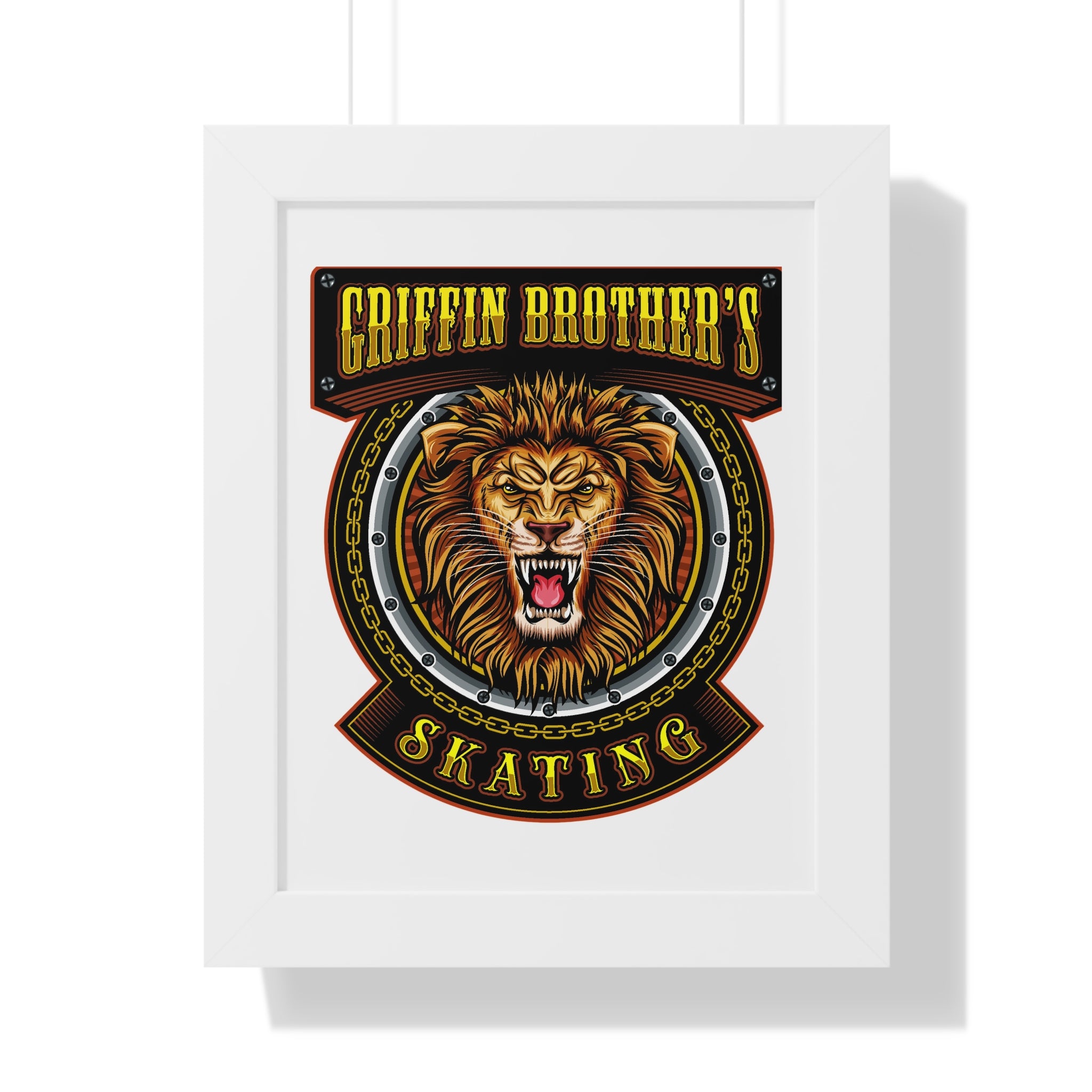 Griffin Brothers Skating Framed Poster — Lion Emblem Wall Art