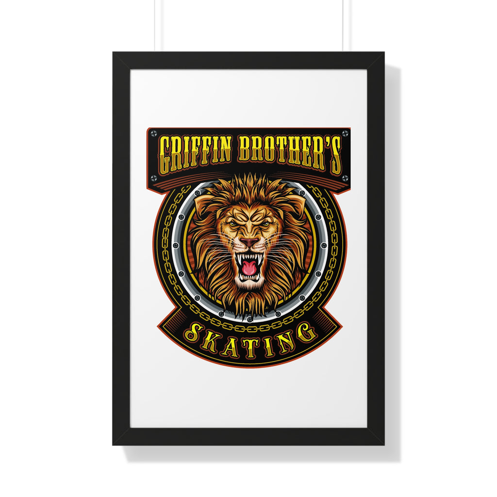 Griffin Brothers Skating Framed Poster — Lion Emblem Wall Art