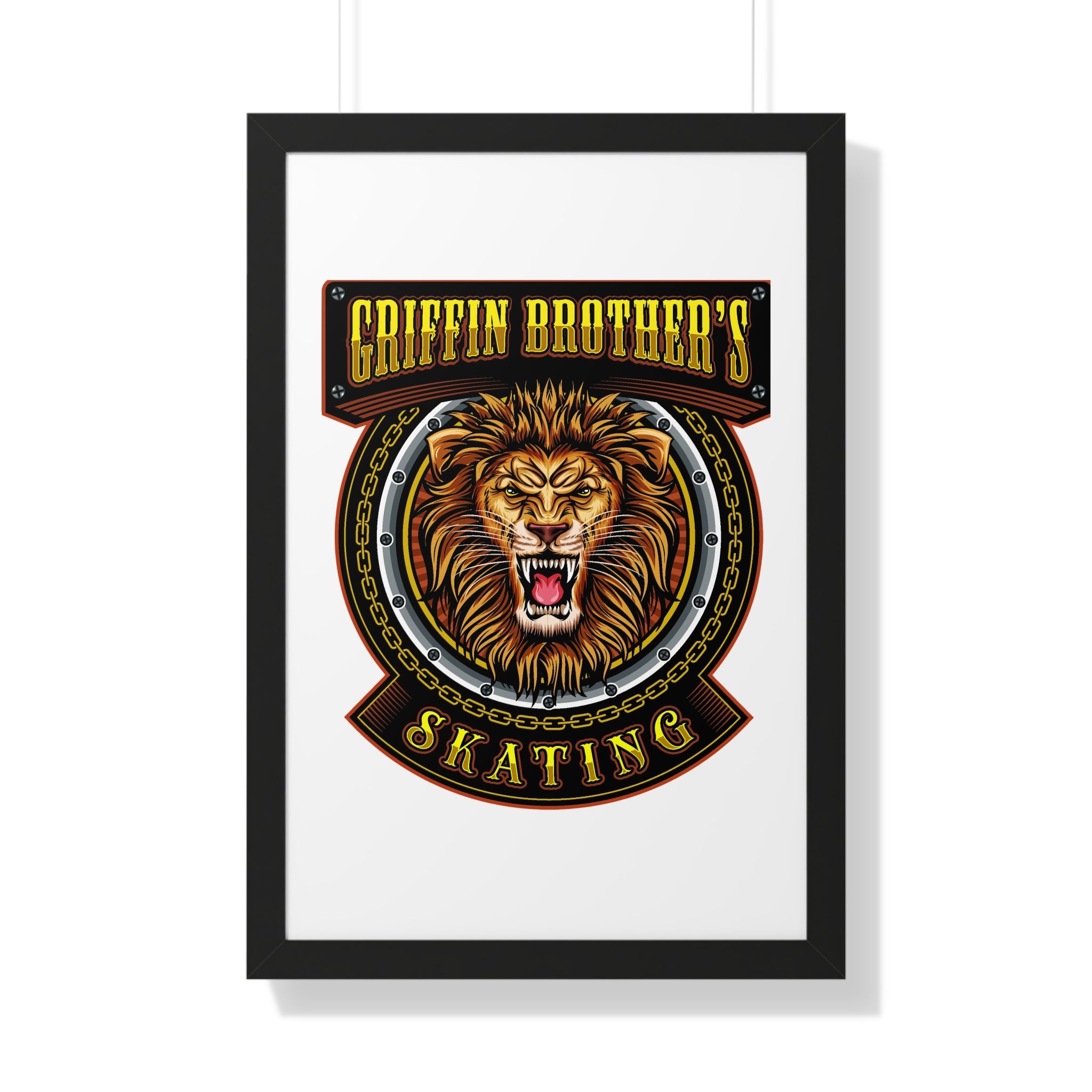 Griffin Brothers Skating Framed Poster — Lion Emblem Wall Art