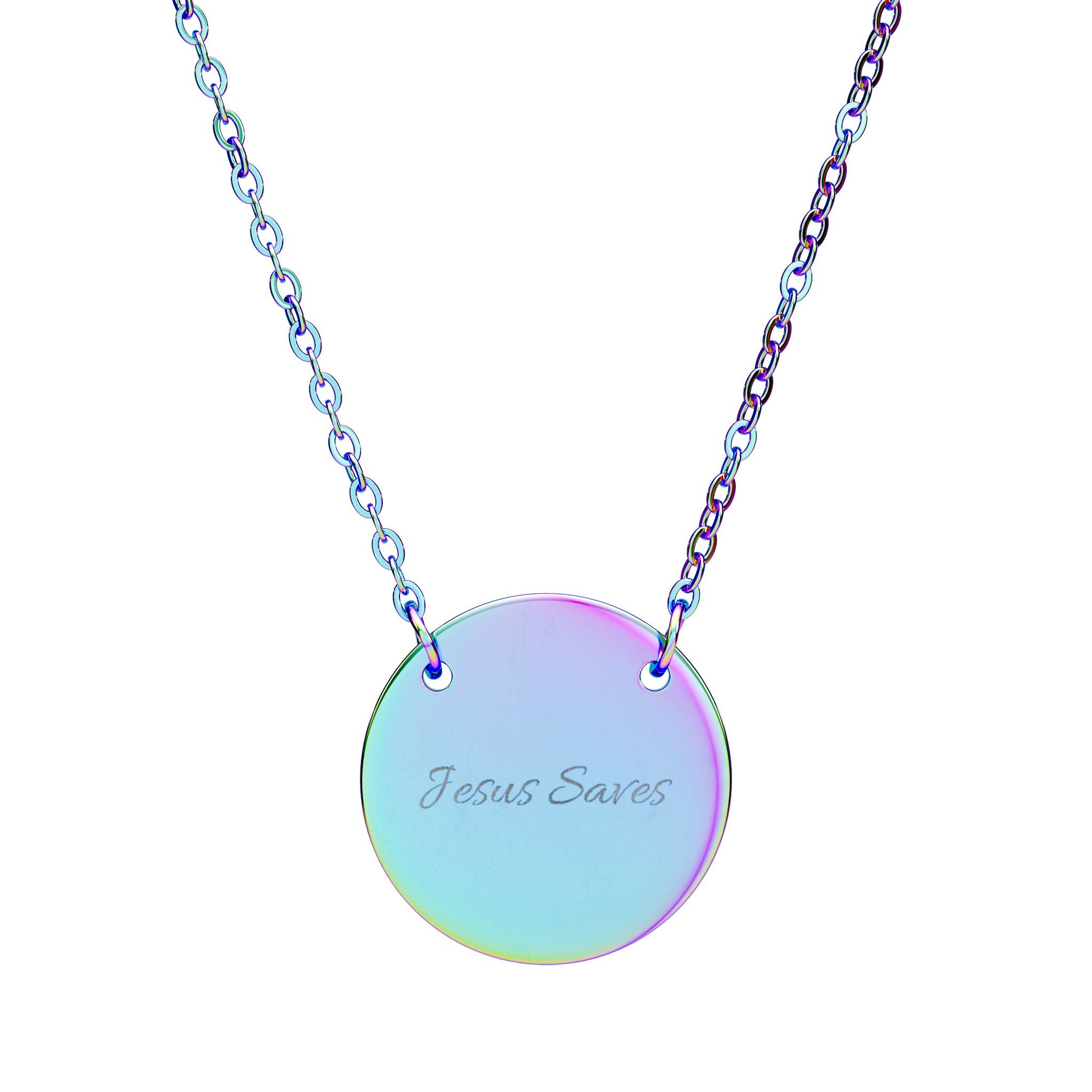 Personalized Engraved Circle Necklace — Custom Name Disc Pendant