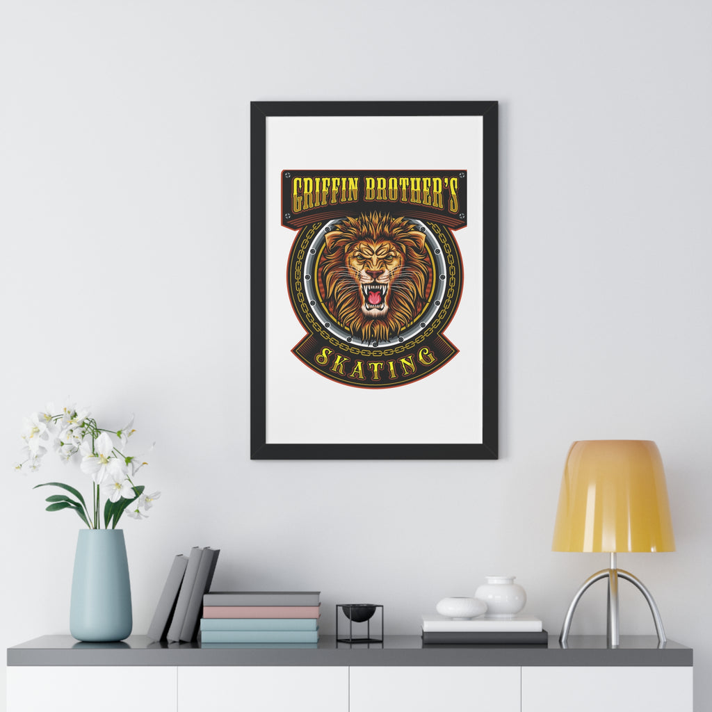 Griffin Brothers Skating Framed Poster — Lion Emblem Wall Art