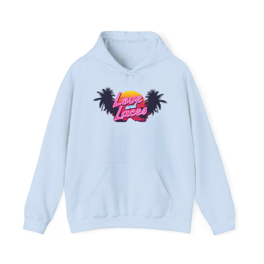 Hoodie - 'Love and Laces' Retro Palm Beach