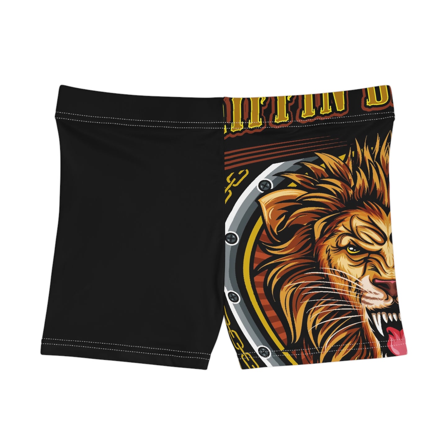 Lion Shield Women’s AOP Shorts — Bold Graphic Festival Swim & Casual Wear