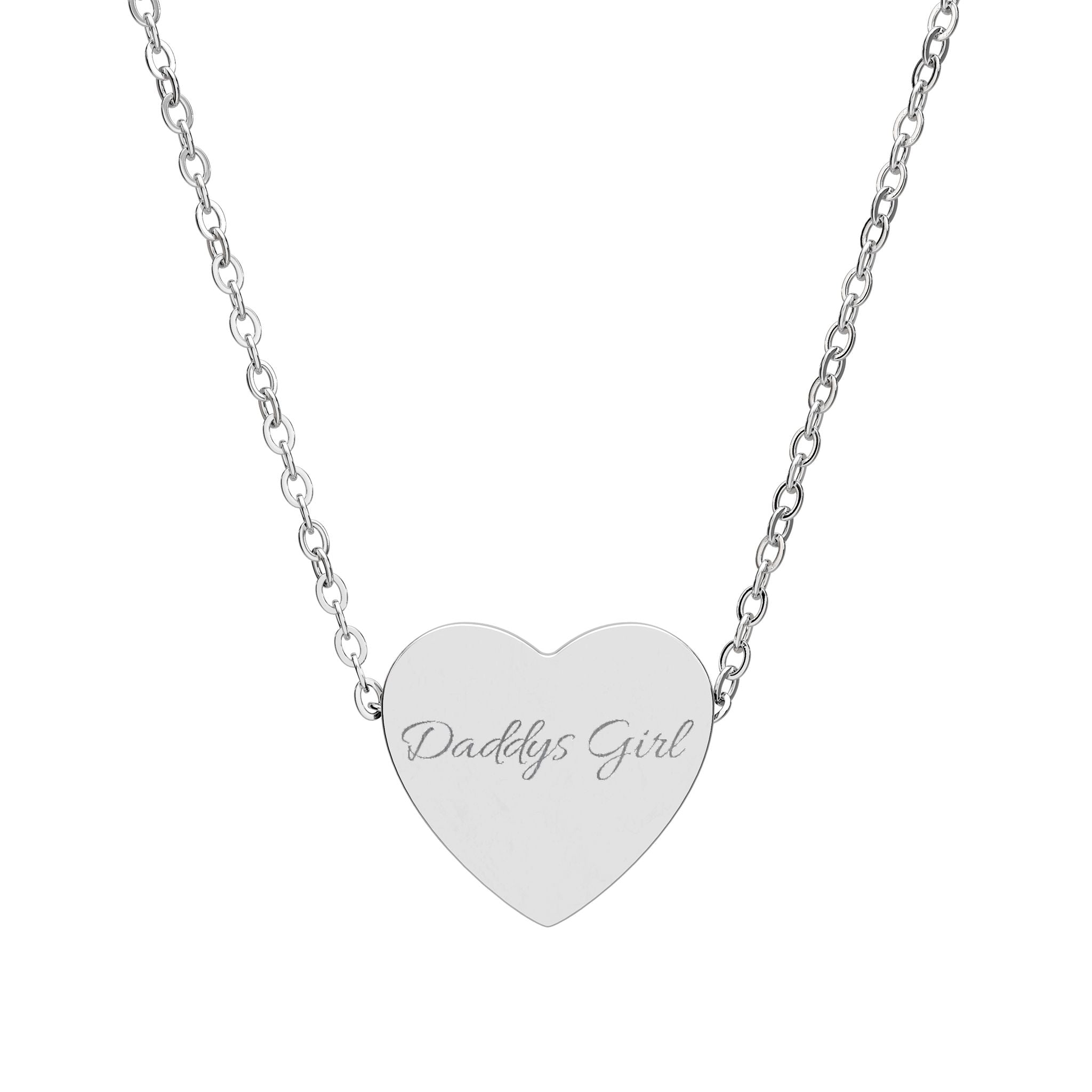 Daddy's Girl Engraved Heart Necklace — Personalized Script Heart Pendant for Women, Gift for Anniversary & Valentine’s Day