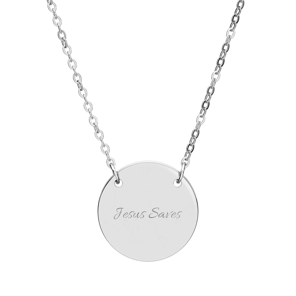 Personalized Engraved Circle Necklace — Custom Name Disc Pendant