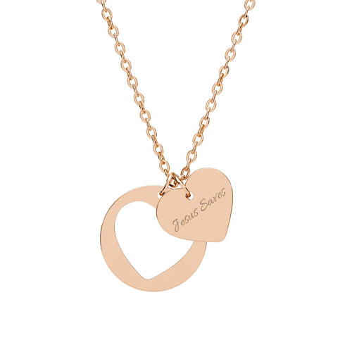 Engravable Heart Cutout Necklace — Personalized Pendant in Silver or Rose Gold