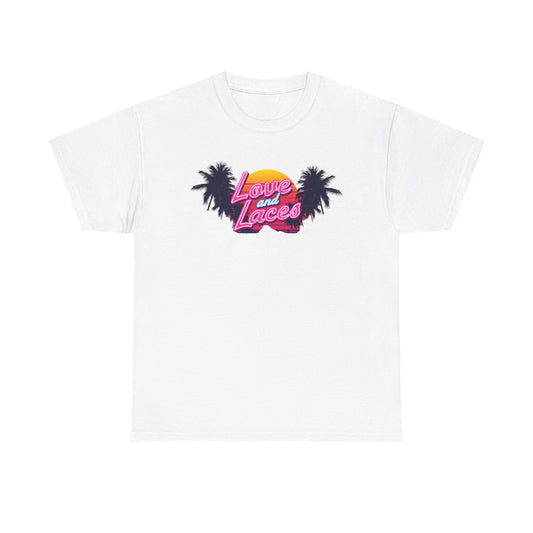 Love and Laces Tee — Retro Palm Sunset Graphic T-Shirt