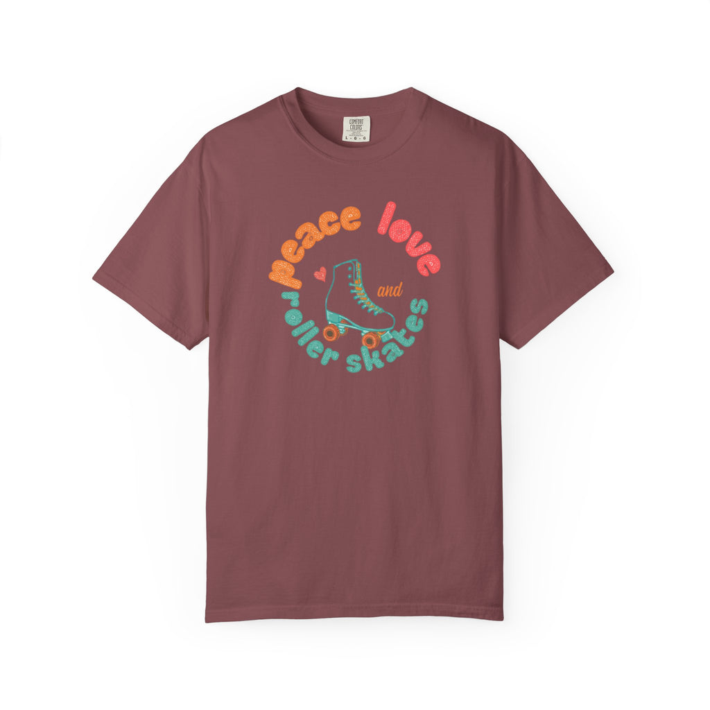 Peace Love Roller Skates T-Shirt — Retro Roller Skate Graphic Tee