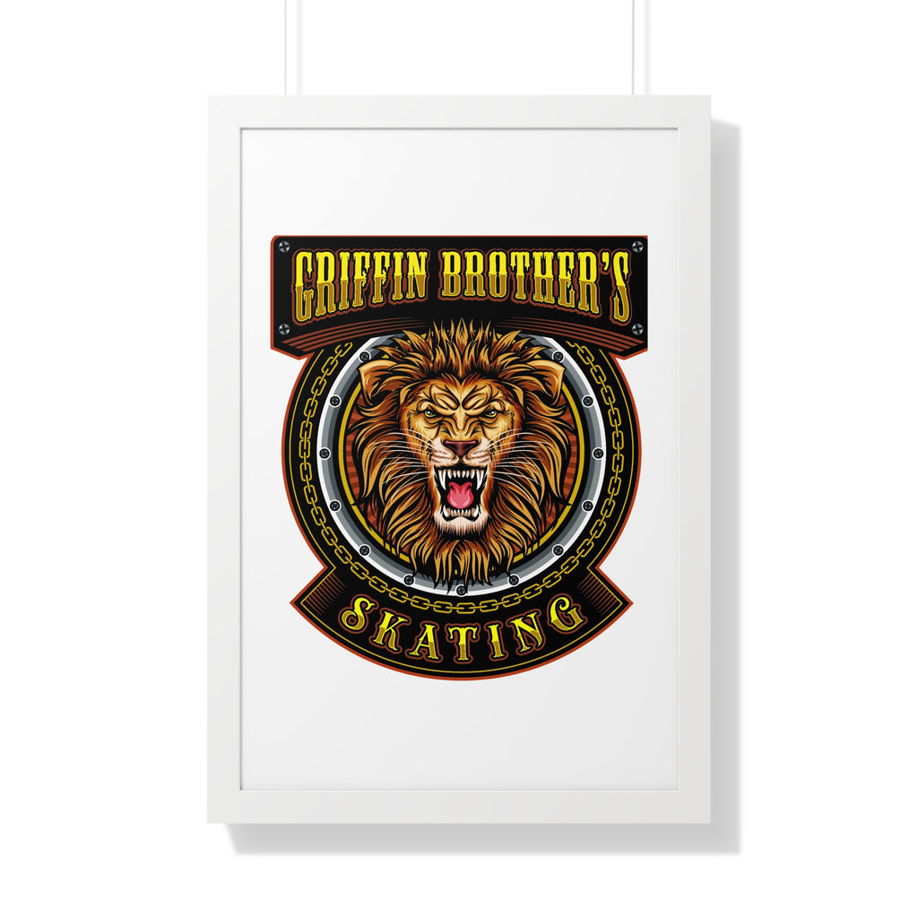 Griffin Brothers Skating Framed Poster — Lion Emblem Wall Art