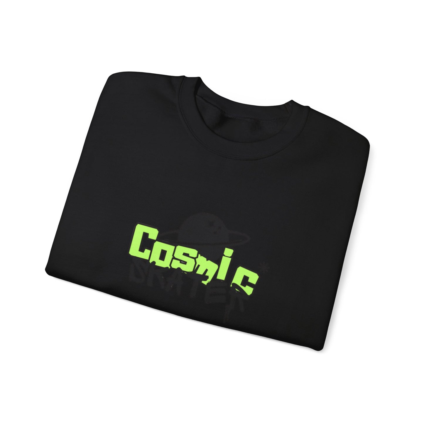 Crewneck Sweatshirt - "Cosmic Skater" Neon Planet Skate Graphic