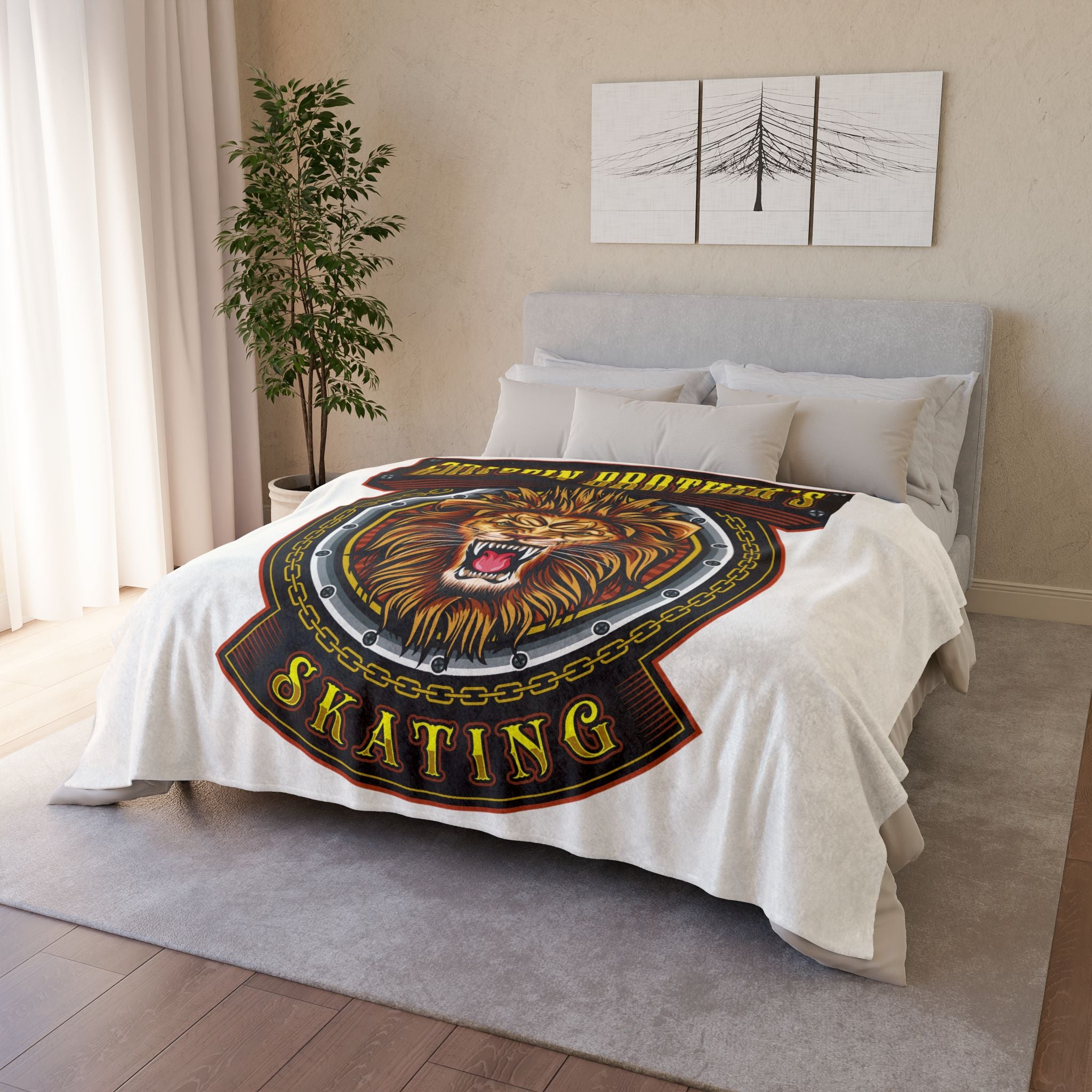 Griffin Brother's Skating Lion Blanket — Soft Polyester Throw for Skaters & Sports Fans