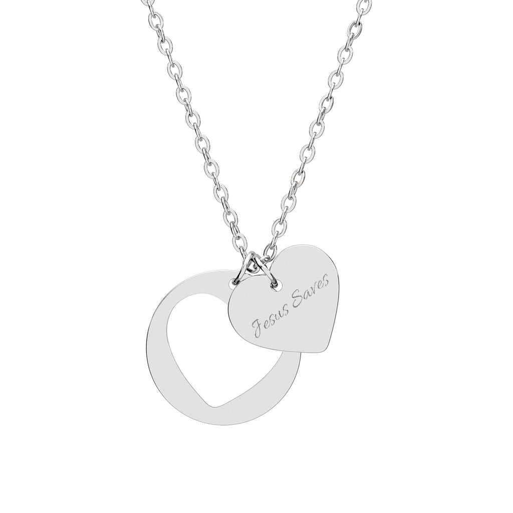 Engravable Heart Cutout Necklace — Personalized Pendant in Silver or Rose Gold