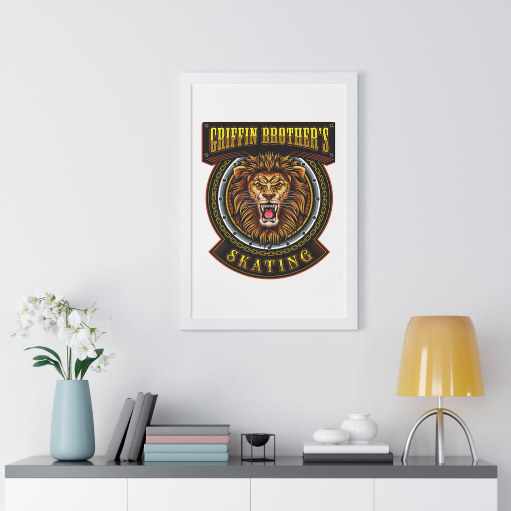 Griffin Brothers Skating Framed Poster — Lion Emblem Wall Art