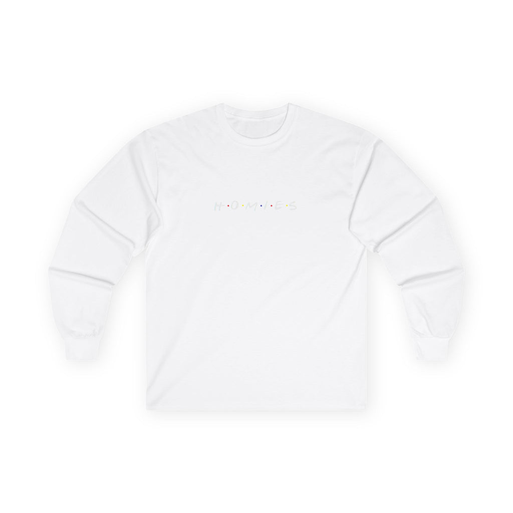 Long Sleeve Tee — Minimal White Embroidered Text Shirt