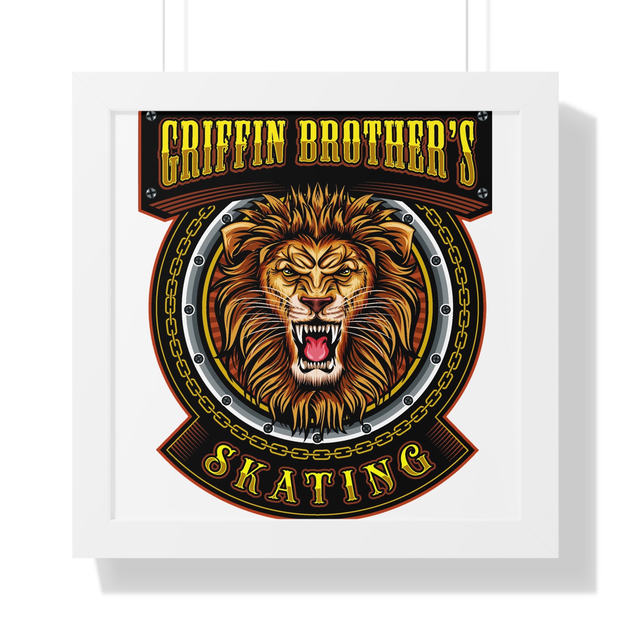 Griffin Brothers Skating Framed Poster — Lion Emblem Wall Art