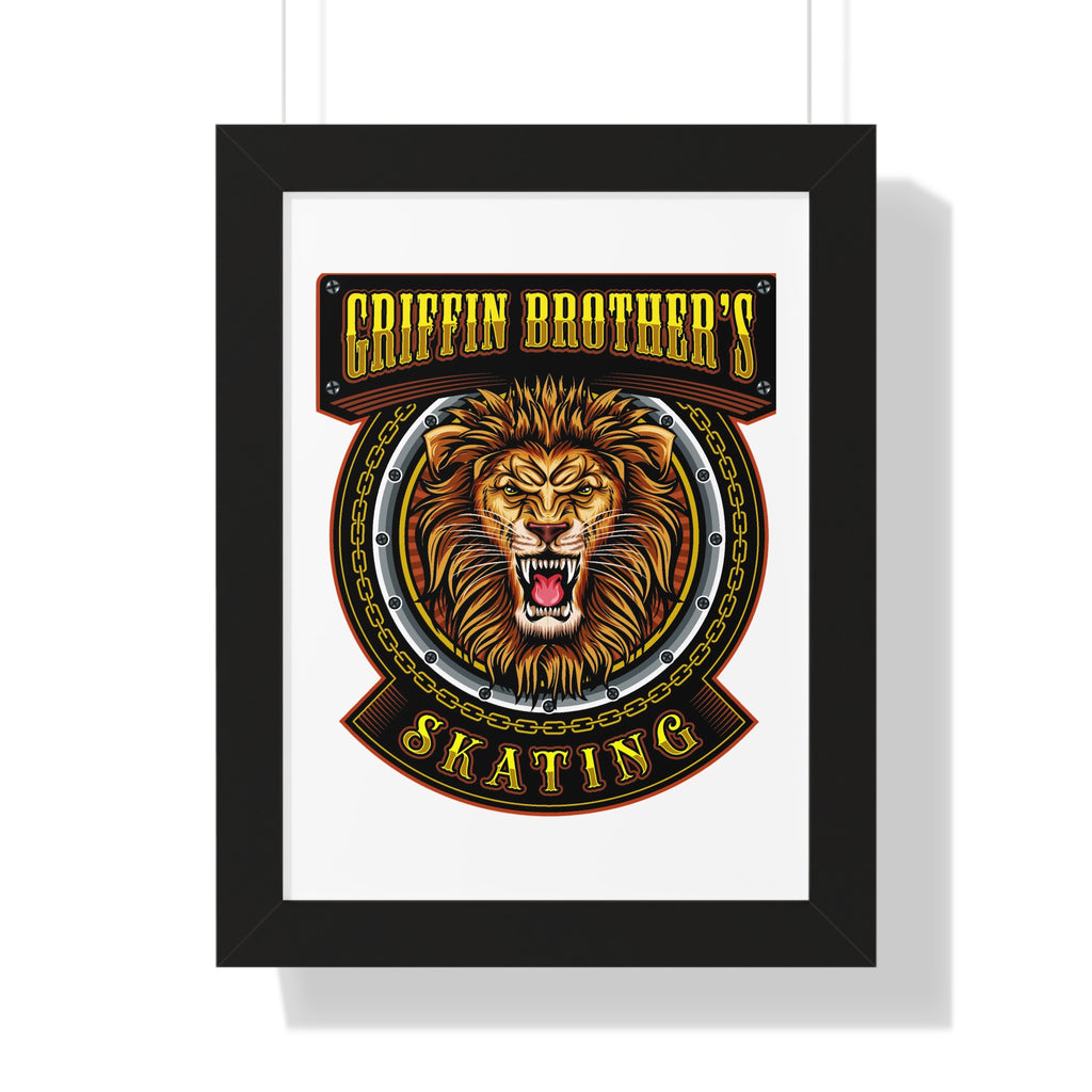 Griffin Brothers Skating Framed Poster — Lion Emblem Wall Art