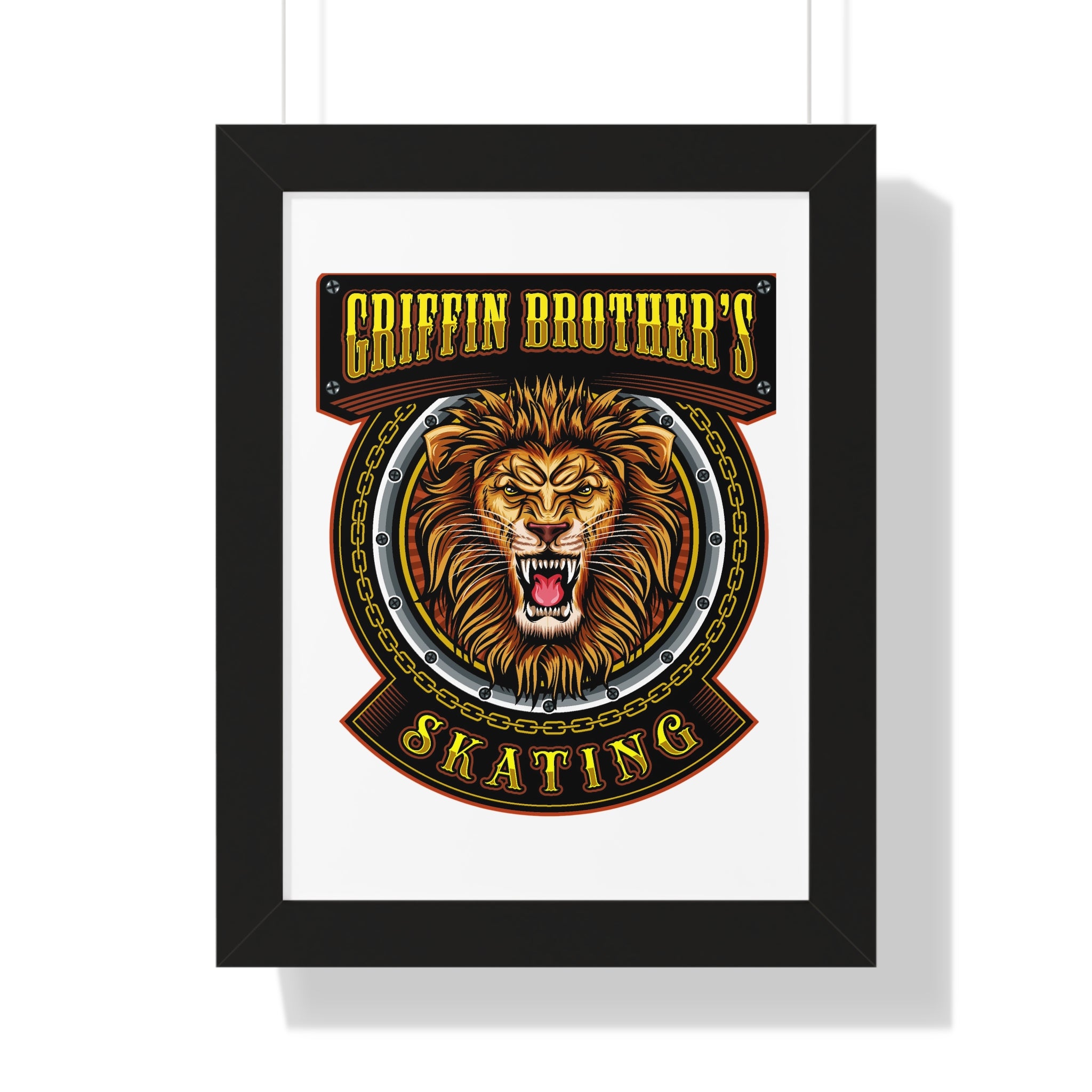 Griffin Brothers Skating Framed Poster — Lion Emblem Wall Art