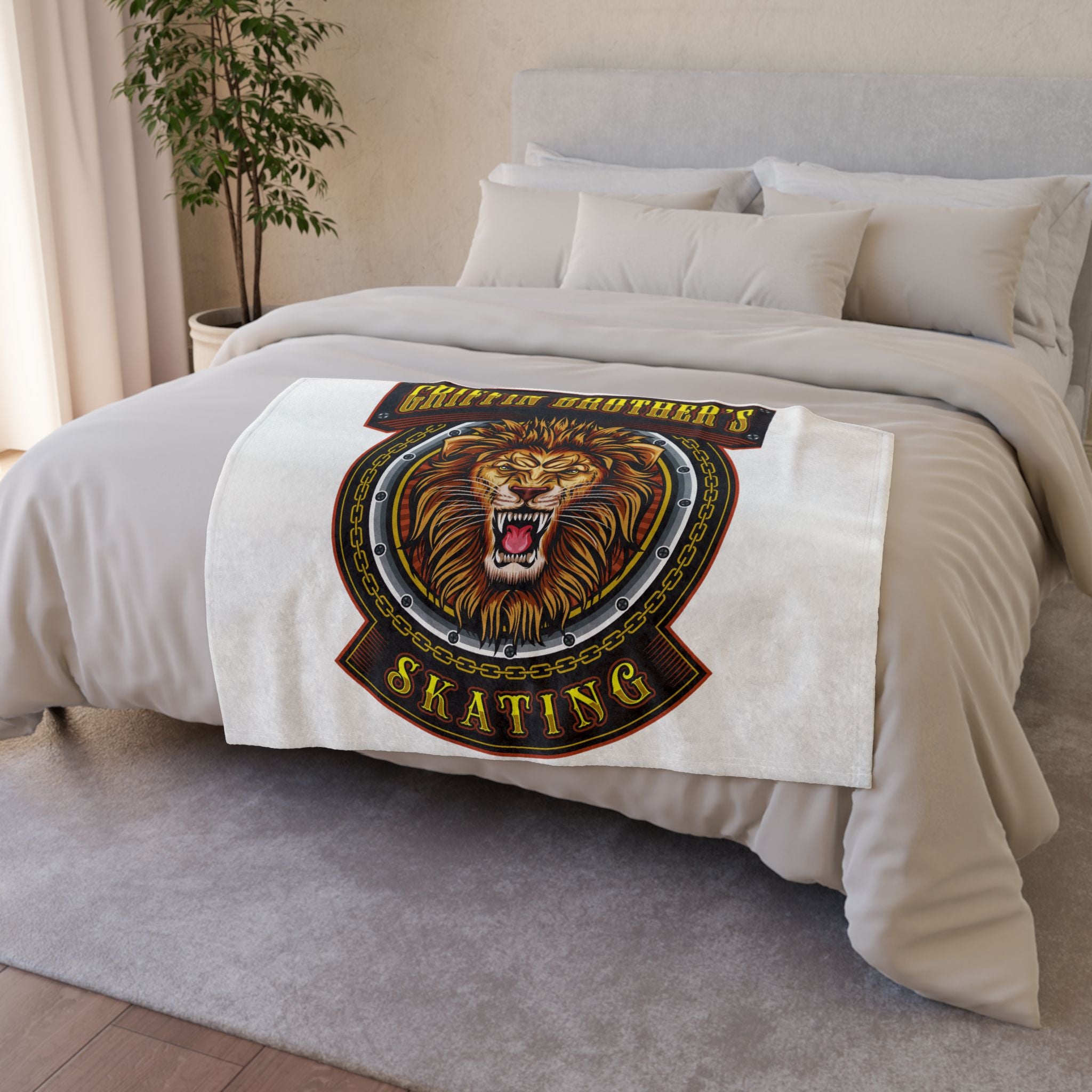 Griffin Brother's Skating Lion Blanket — Soft Polyester Throw for Skaters & Sports Fans