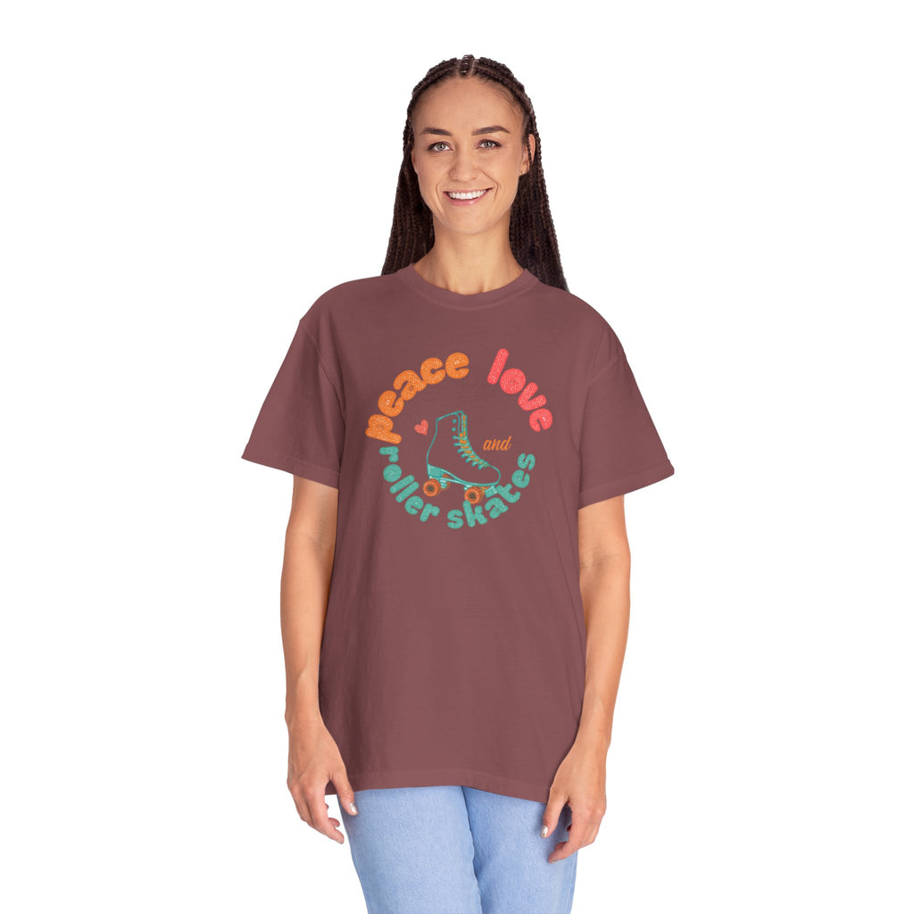 Peace Love Roller Skates T-Shirt — Retro Roller Skate Graphic Tee