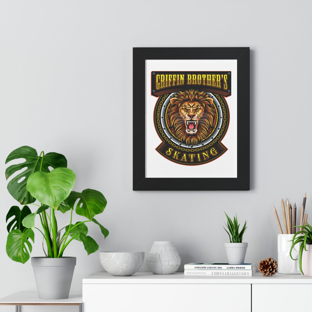 Griffin Brothers Skating Framed Poster — Lion Emblem Wall Art