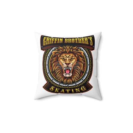 Griffin Brothers Skating Lion Throw Pillow — Bold Vintage Hockey/Skate Team Decor