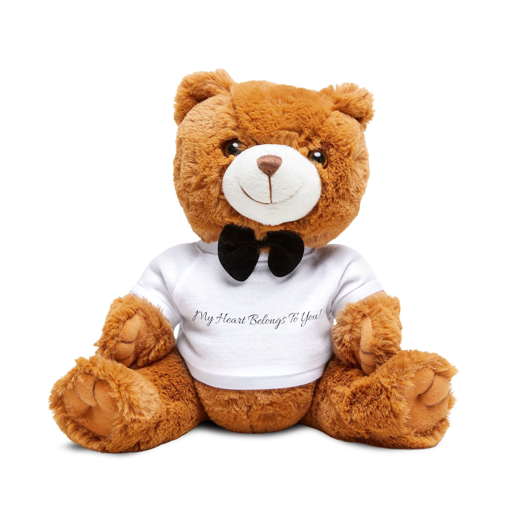 Plush Teddy Bear with Bowtie & 'My Heart Belongs To You' T‑Shirt