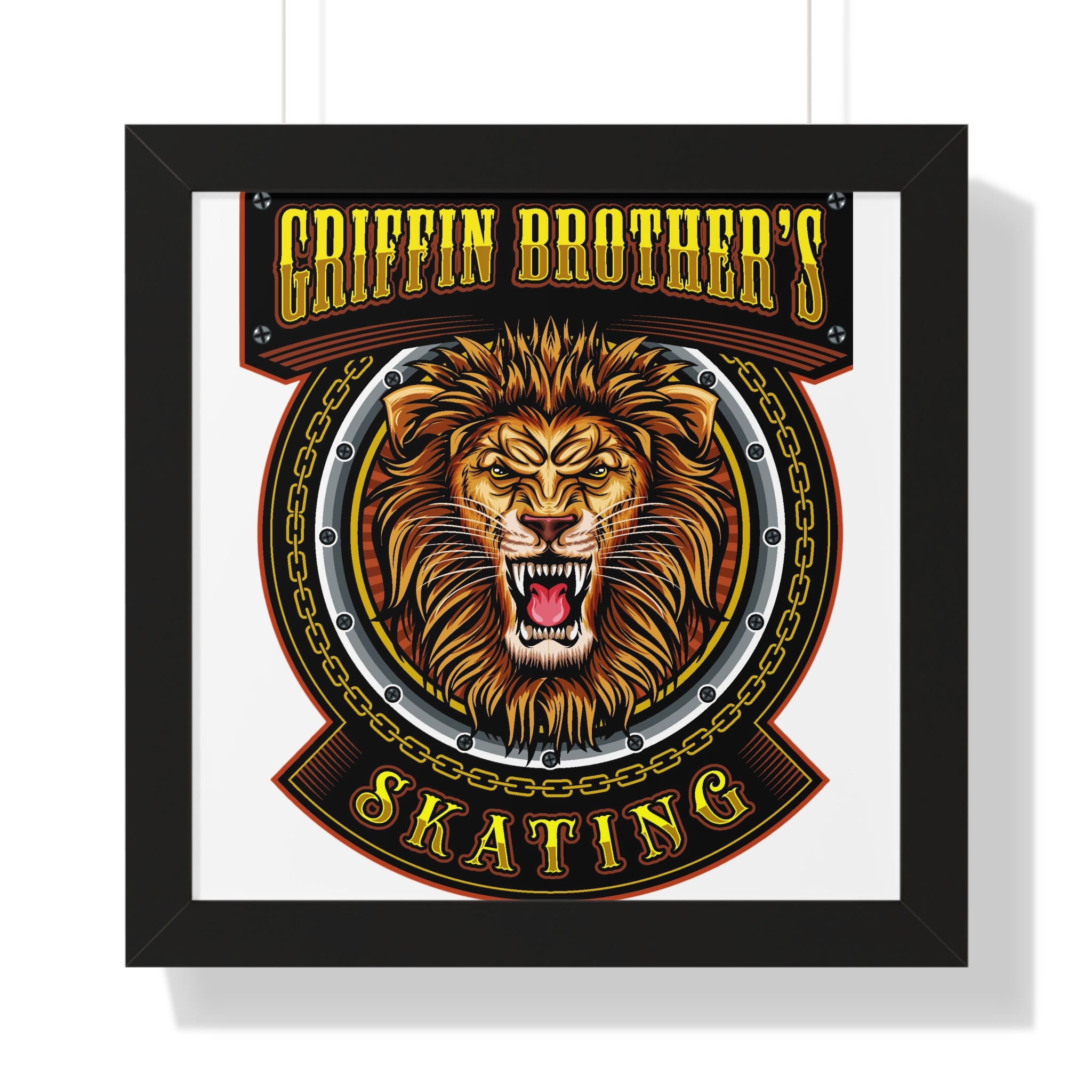 Griffin Brothers Skating Framed Poster — Lion Emblem Wall Art