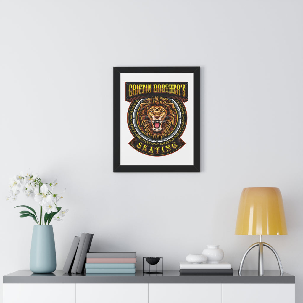 Griffin Brothers Skating Framed Poster — Lion Emblem Wall Art