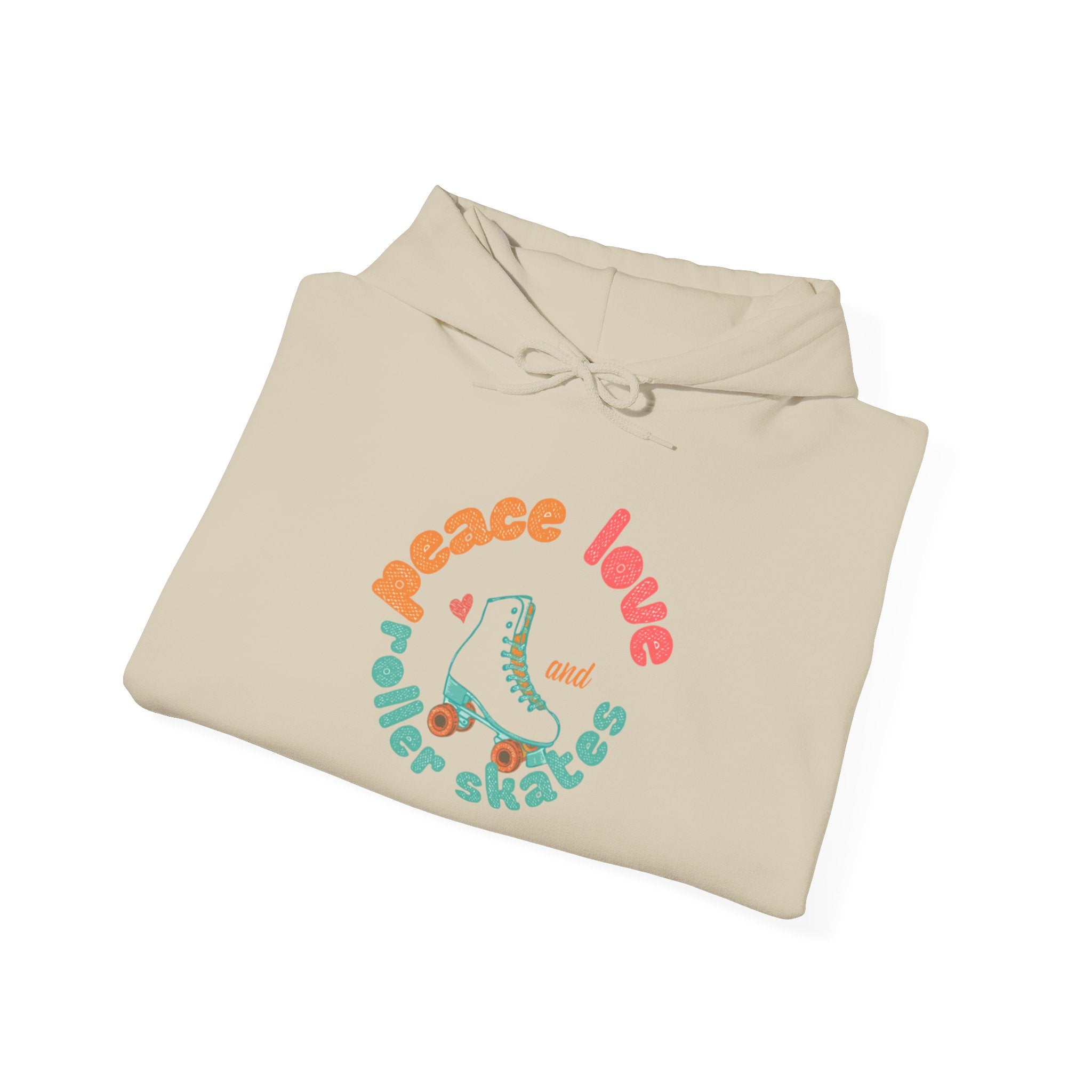 Peace, Love & Roller Skates Hoodie — Retro Roller Skating Graphic Sweatshirt