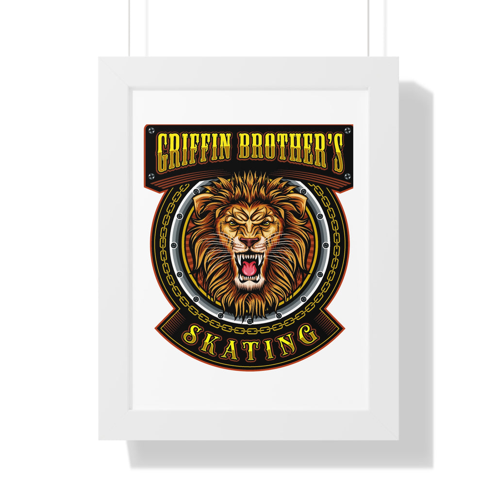 Griffin Brothers Skating Framed Poster — Lion Emblem Wall Art