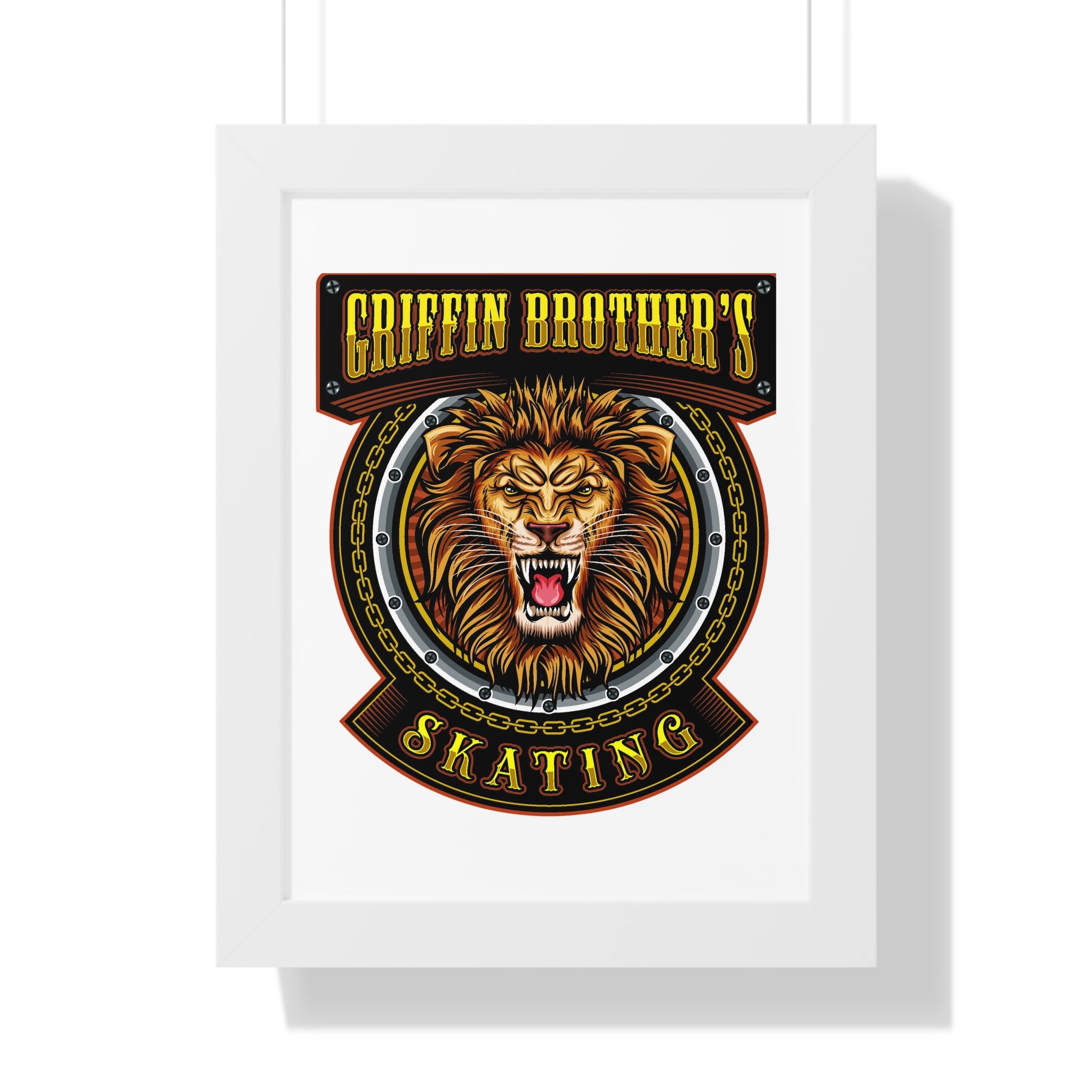 Griffin Brothers Skating Framed Poster — Lion Emblem Wall Art