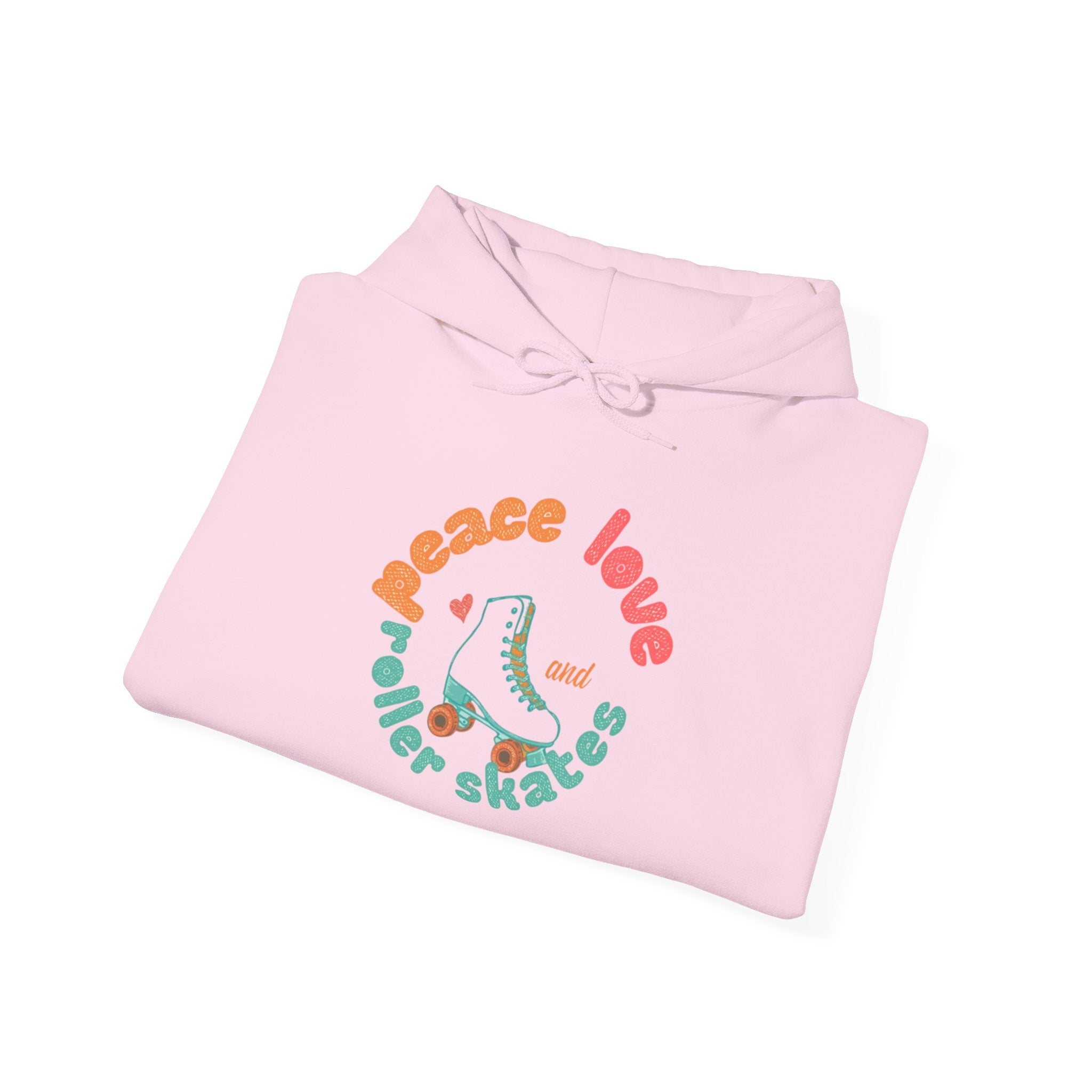 Peace, Love & Roller Skates Hoodie — Retro Roller Skating Graphic Sweatshirt