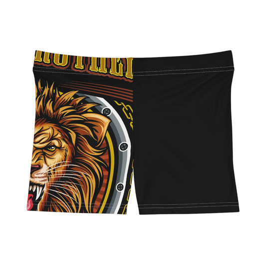 Lion Shield Women’s AOP Shorts — Bold Graphic Festival Swim & Casual Wear