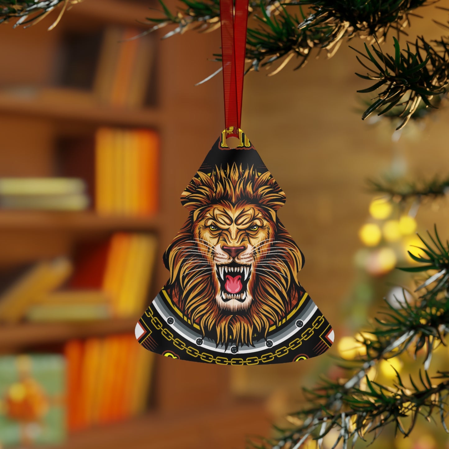 Lion Crest Skating Metal Ornament — Griffin Brothers Holiday Bell