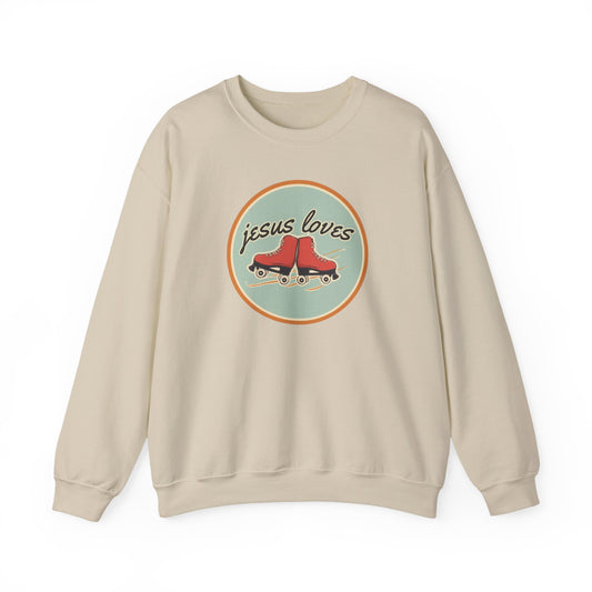 Jesus Loves Roller Skates Crewneck Sweatshirt