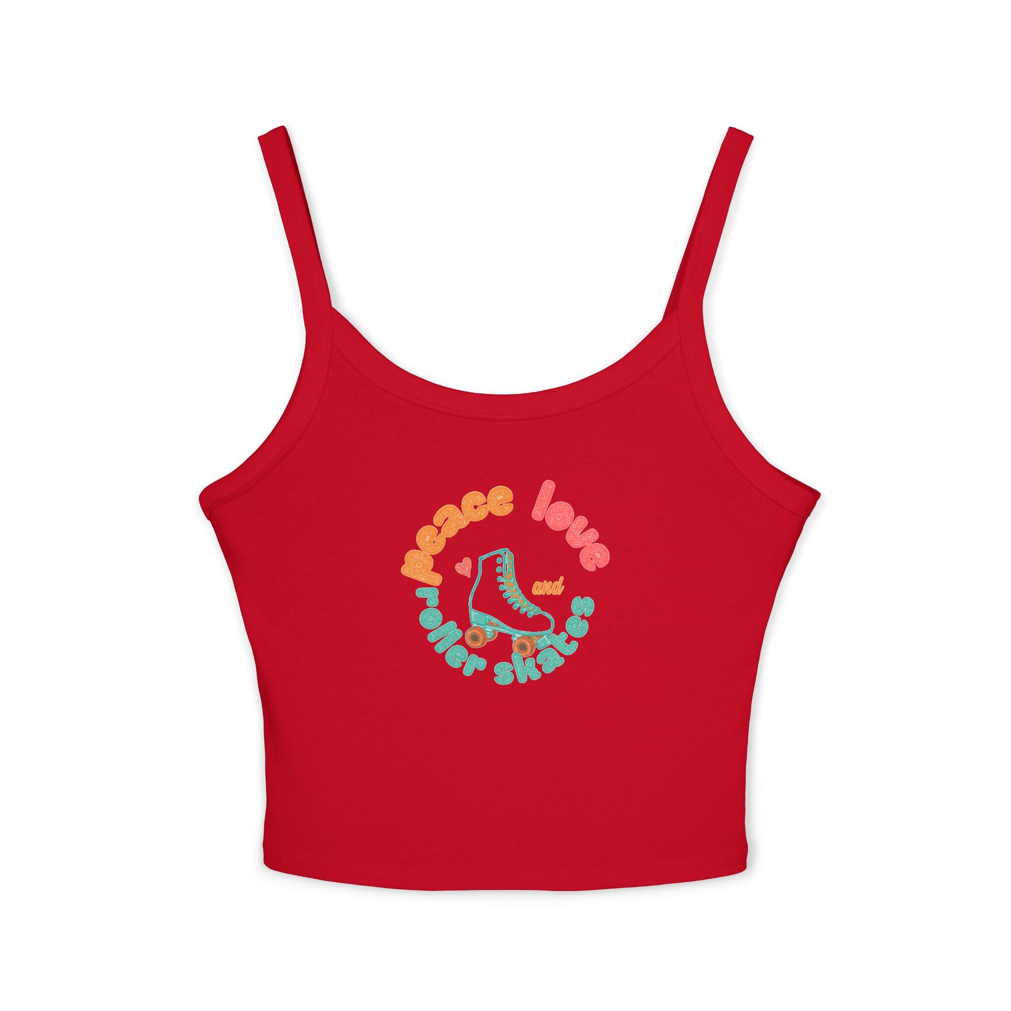 Roller Skates Cute Crop Tank — "Peace Love And Roller Skates" Retro Roller Derby Graphic