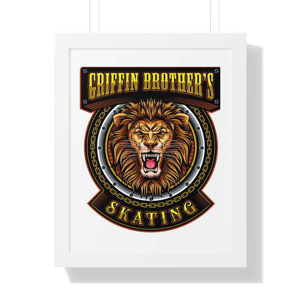 Griffin Brothers Skating Framed Poster — Lion Emblem Wall Art