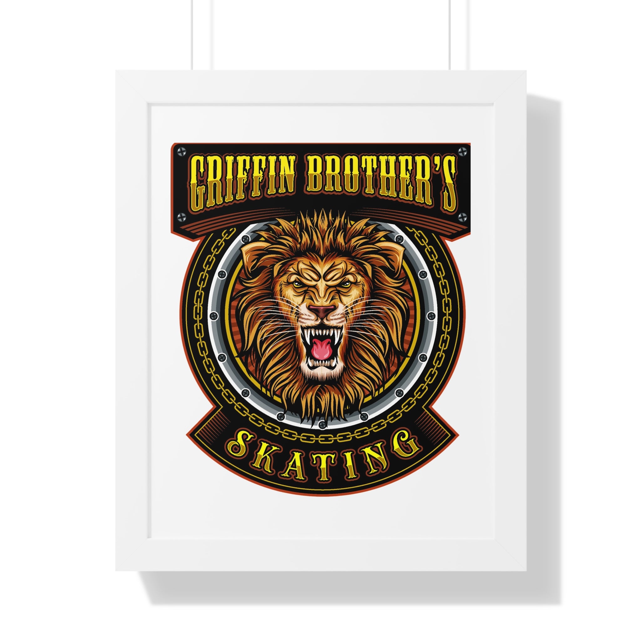 Griffin Brothers Skating Framed Poster — Lion Emblem Wall Art
