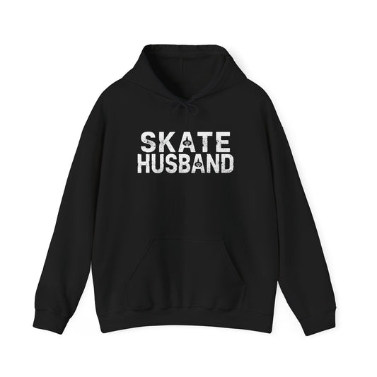 Hoodie — Subtle Embossed "Skate Husband" White Pullover